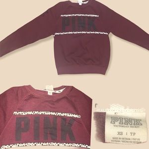 “Pink” plum colored, leopard detail sweatshirt